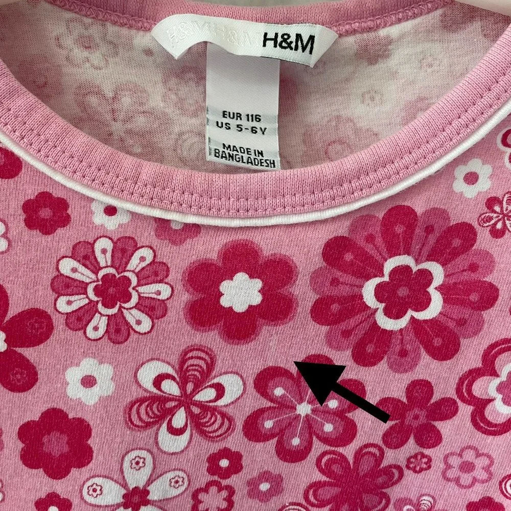 H&M Girls Pink & White Flower Sleeveless Sun Dress Size 5-6Y